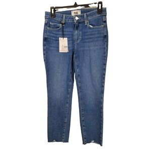 PAIGE Kylie Crop Jeans Lariza‎ Distressed Blue Denim Size 27 NWT